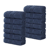 Napa Zero Twist Cotton Solid Waffle Face Towel Washcloth Set of 12 - Towel Set by Superior