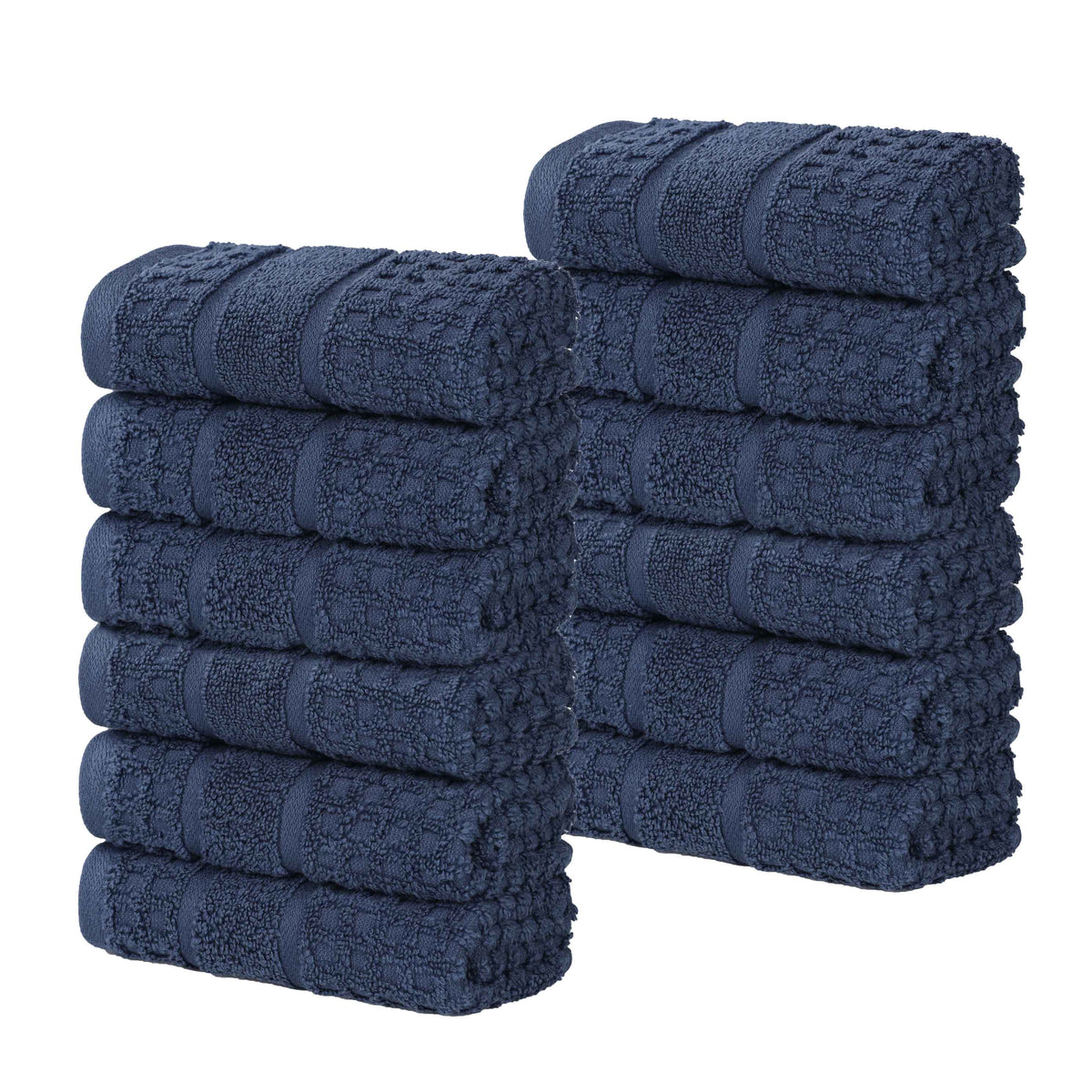 Napa Zero Twist Cotton Solid Waffle Face Towel Washcloth Set of 12