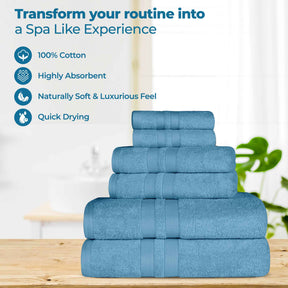 Ultra Soft Cotton Absorbent Solid Assorted 6 Piece Towel Set