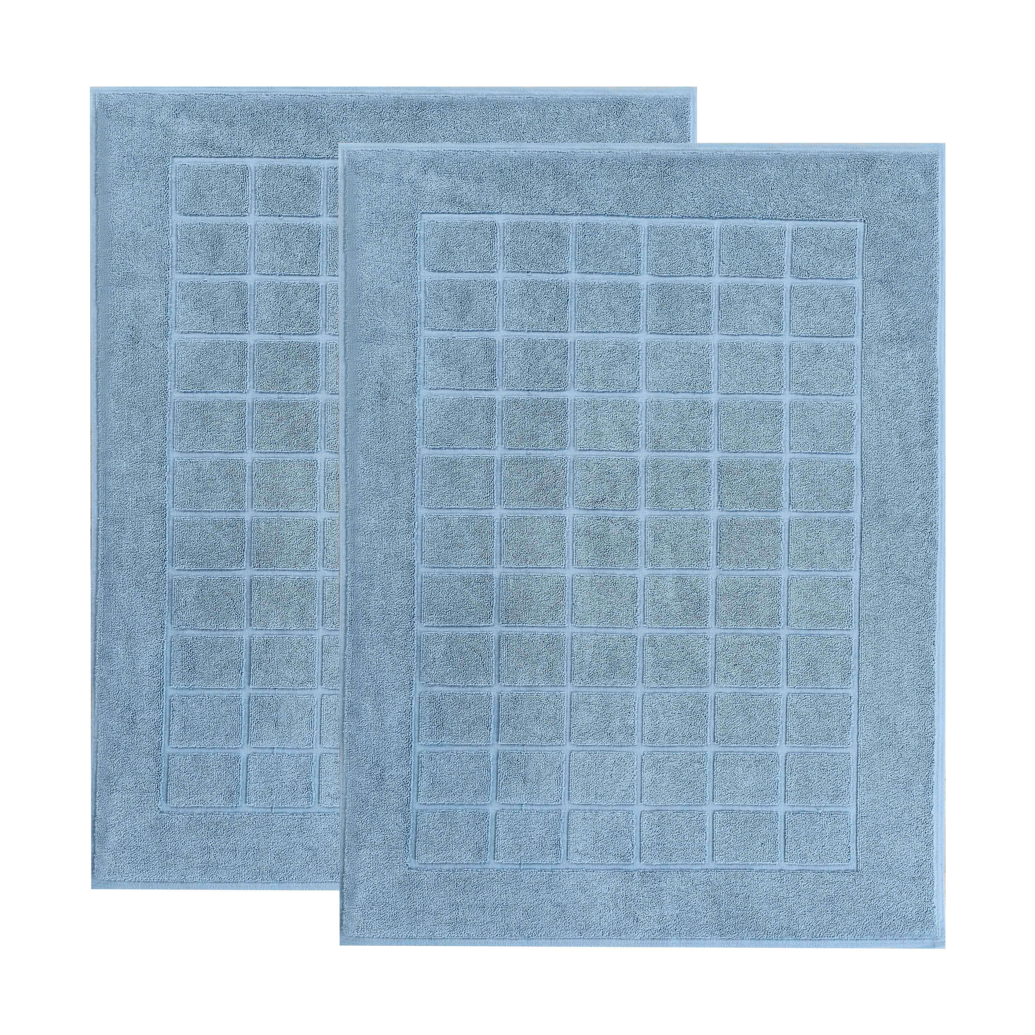 Nora Cotton Solid Absorbent Thick Checkered Washable Bath Mat Set of 2 - Bath Mats by Superior