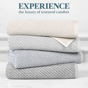 Amelia Cotton Blend Textured Diagonal Ribbed Hand Towels, Set of 6