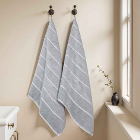 Naples Cotton Blend Textured Checkered & Ribbed Bath Sheets, Set of 2