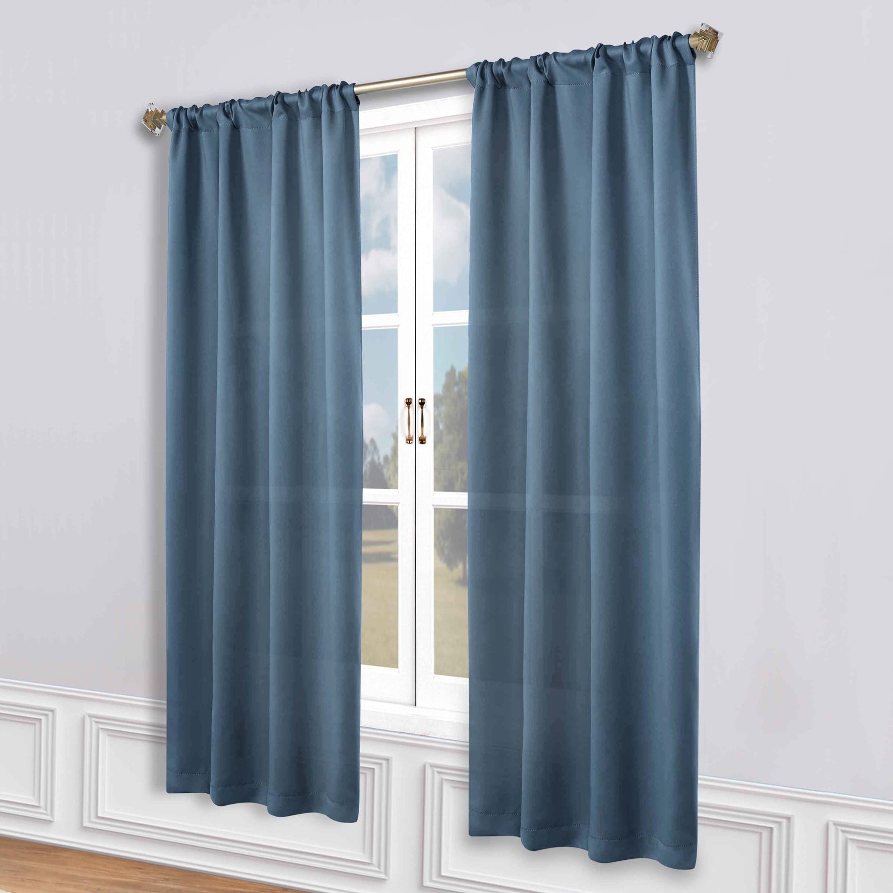 Solid Room Darkening Rod Pocket Blackout Curtain Panels, Set of 2