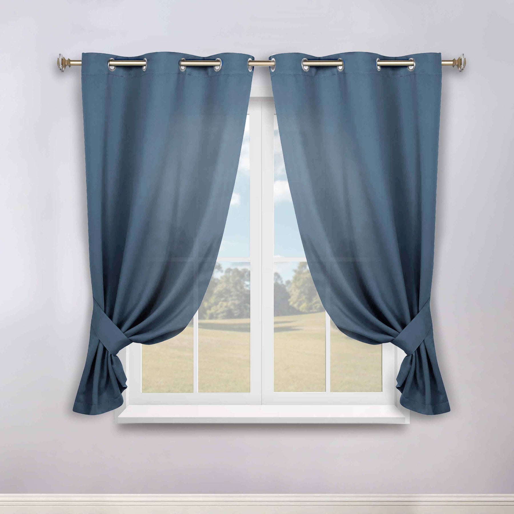 Classic Modern Solid Room Darkening Blackout Curtain Panels, Set of 2