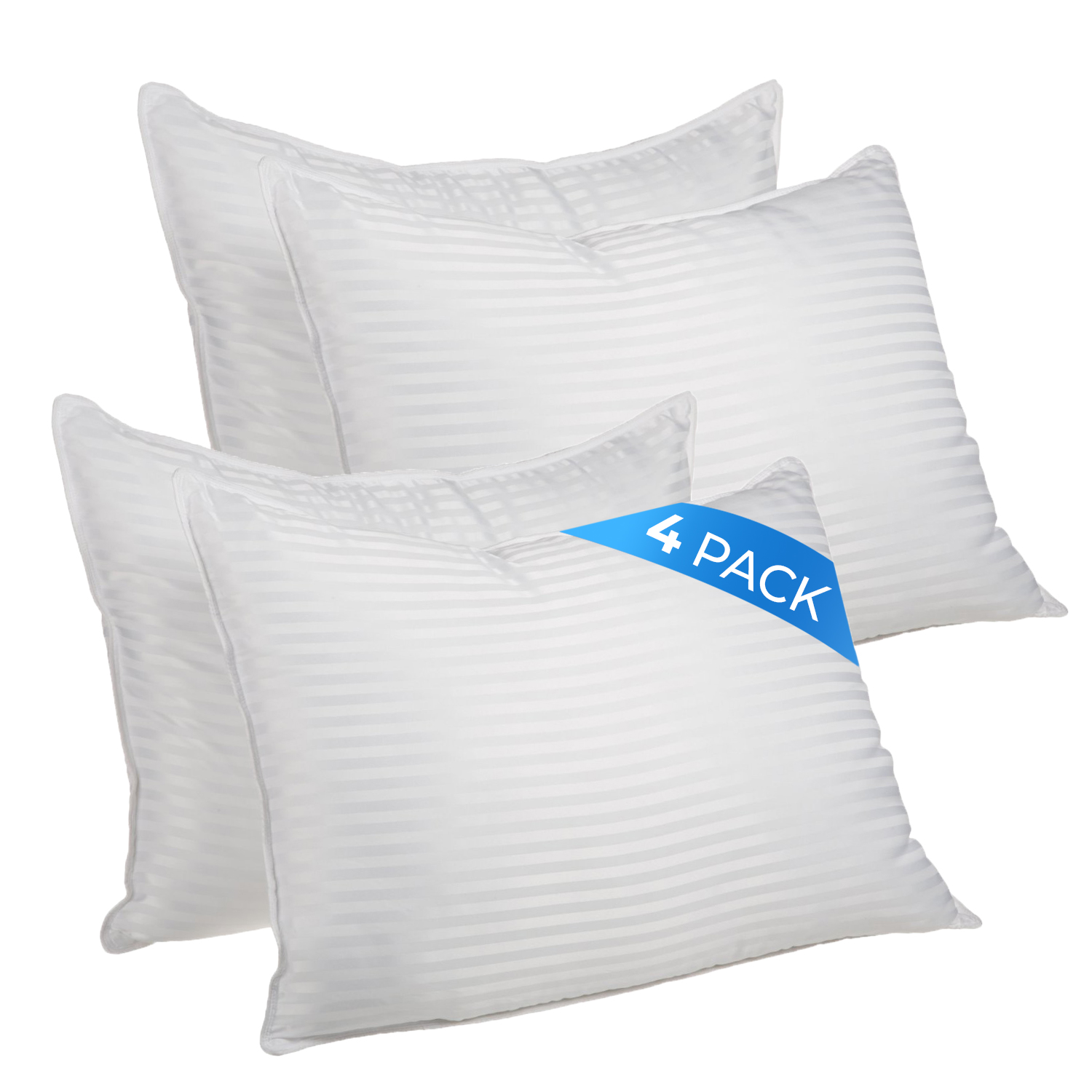 Medium Density Down Alternative Striped Pillows, Set of 2 and 4 - White