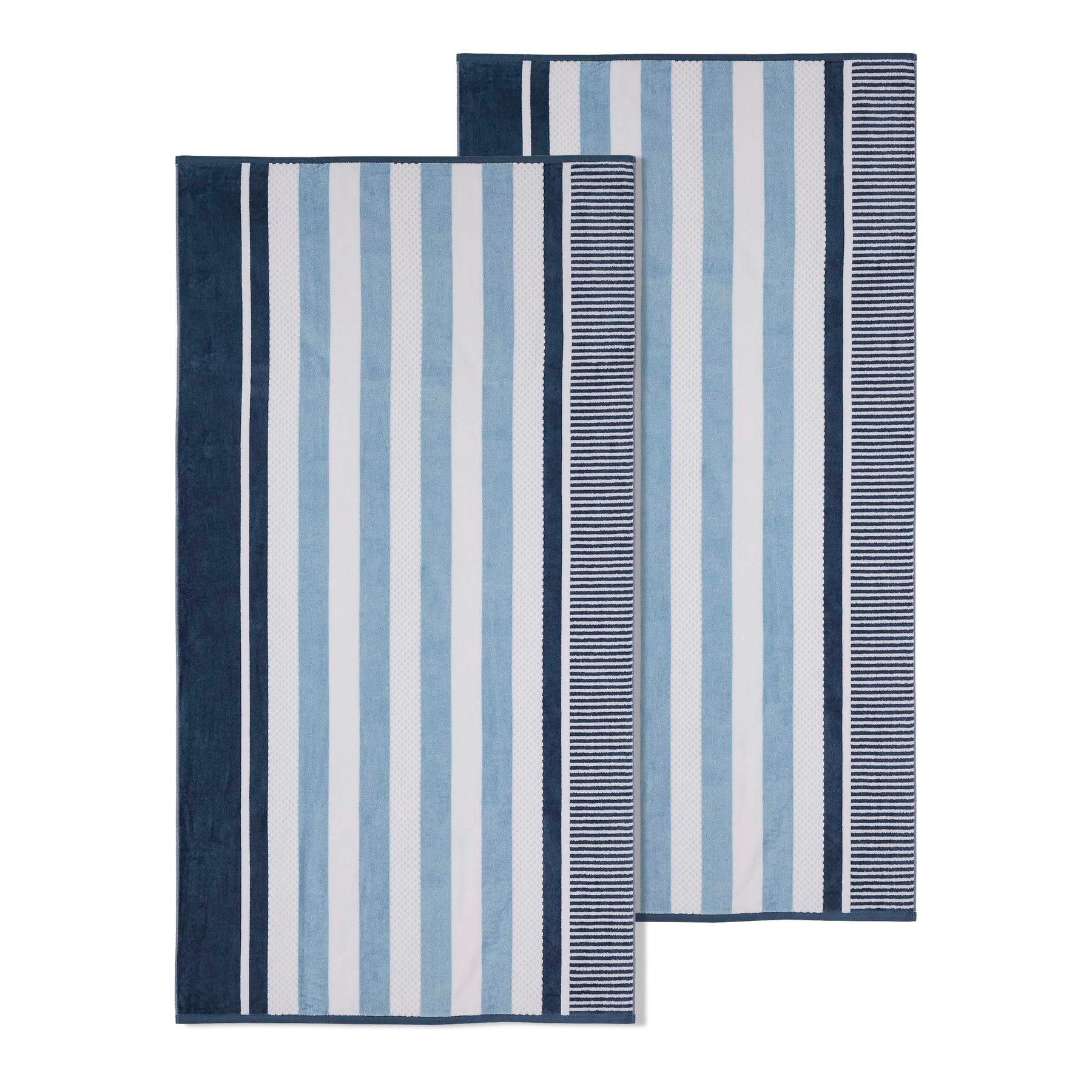 Cotton Oversized Striped 2 Piece Beach Towel - DuskyBlue