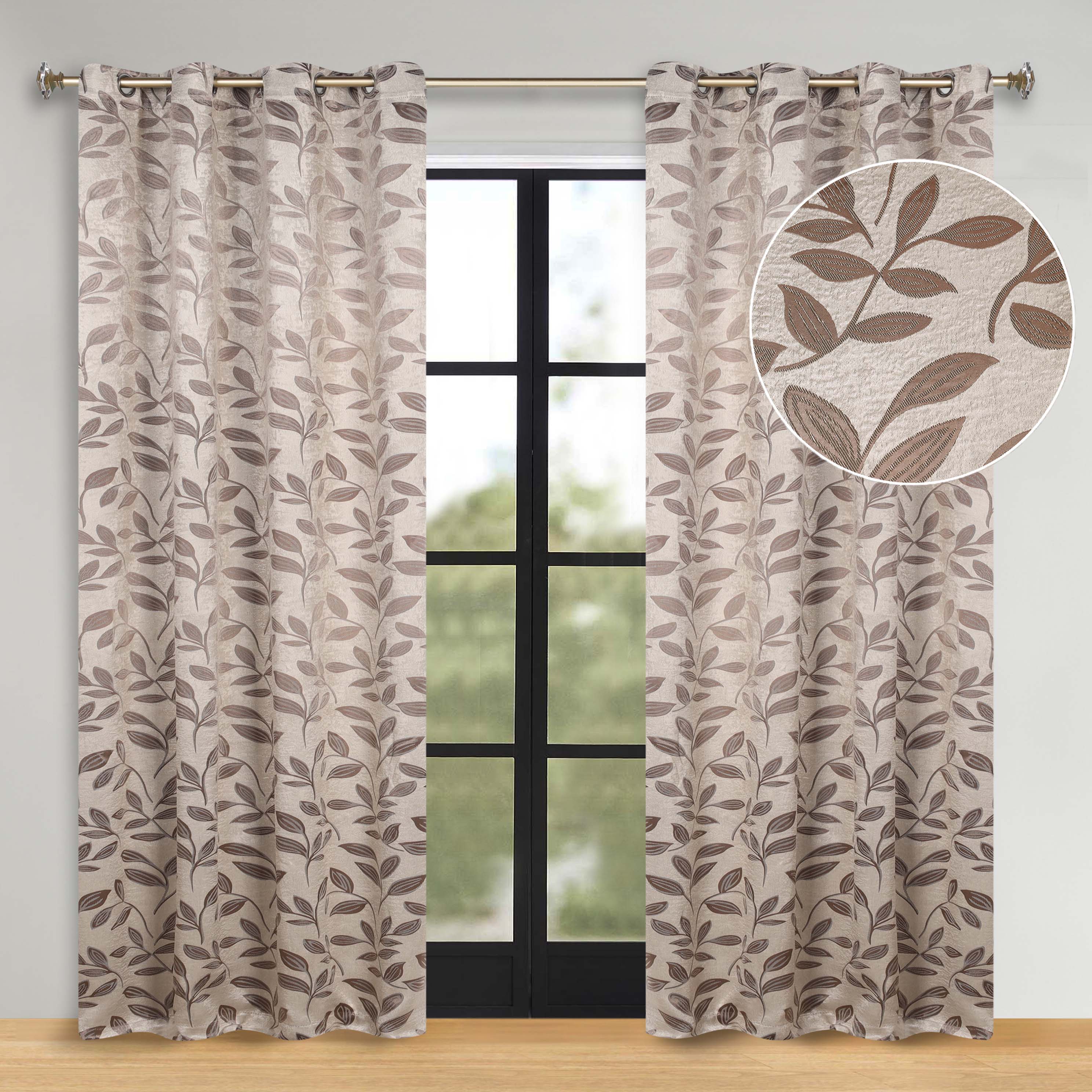 Leaves Room Darkening Washable Blackout Curtain Panels, Set of 2 - Blackout Curtains by Superior