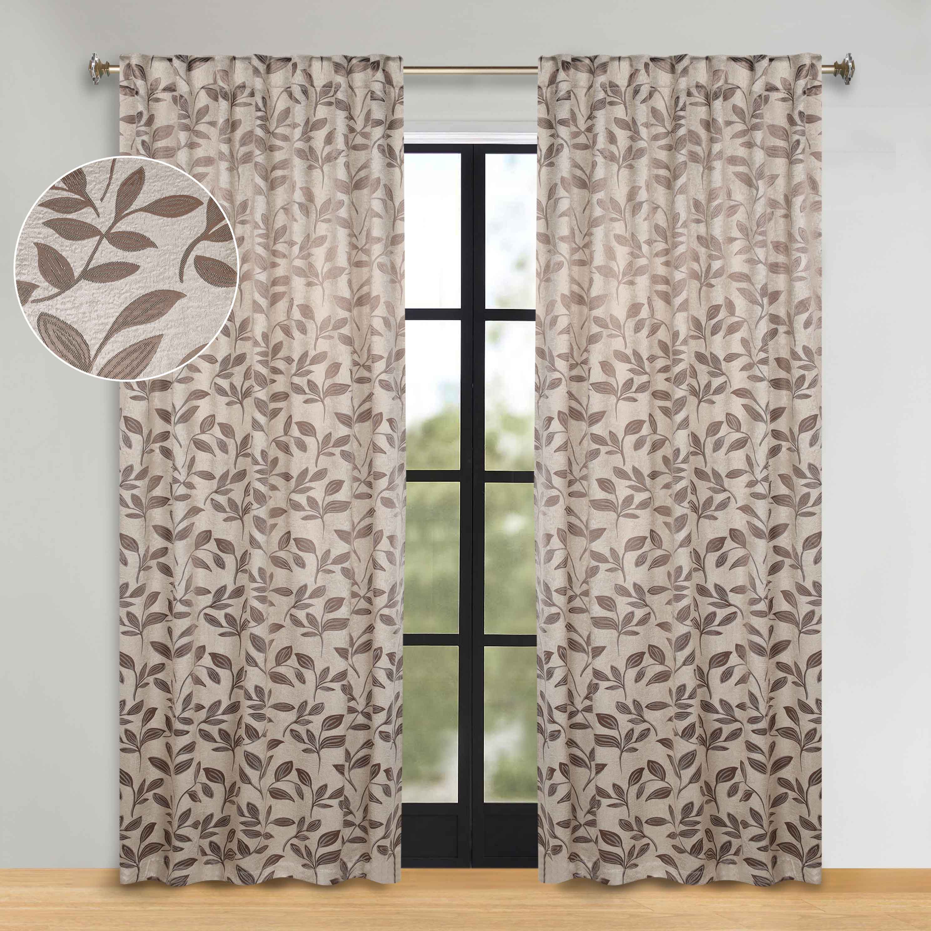 Leaves Room Darkening Back Tabs Blackout Curtain Panels, Set of 2 - Blackout Curtains by Superior