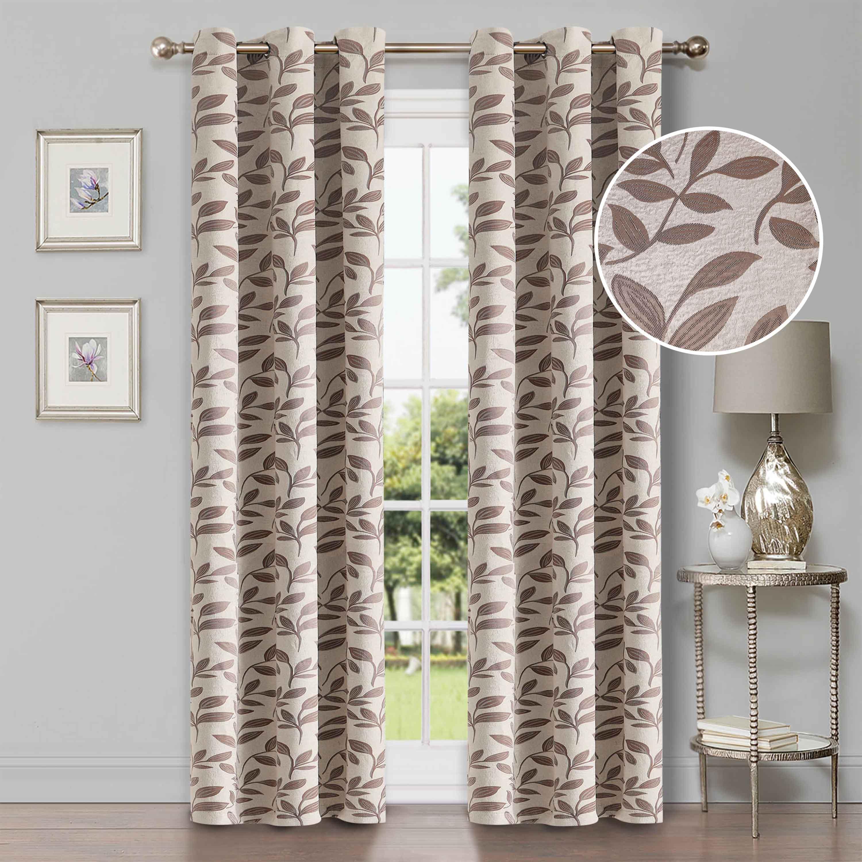 Leaves Machine Washable Room Darkening Blackout Curtains, Set of 2 - Blackout Curtains by Superior