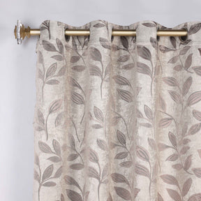 Leaves Room Darkening Washable Blackout Curtain Panels, Set of 2 - Espresso