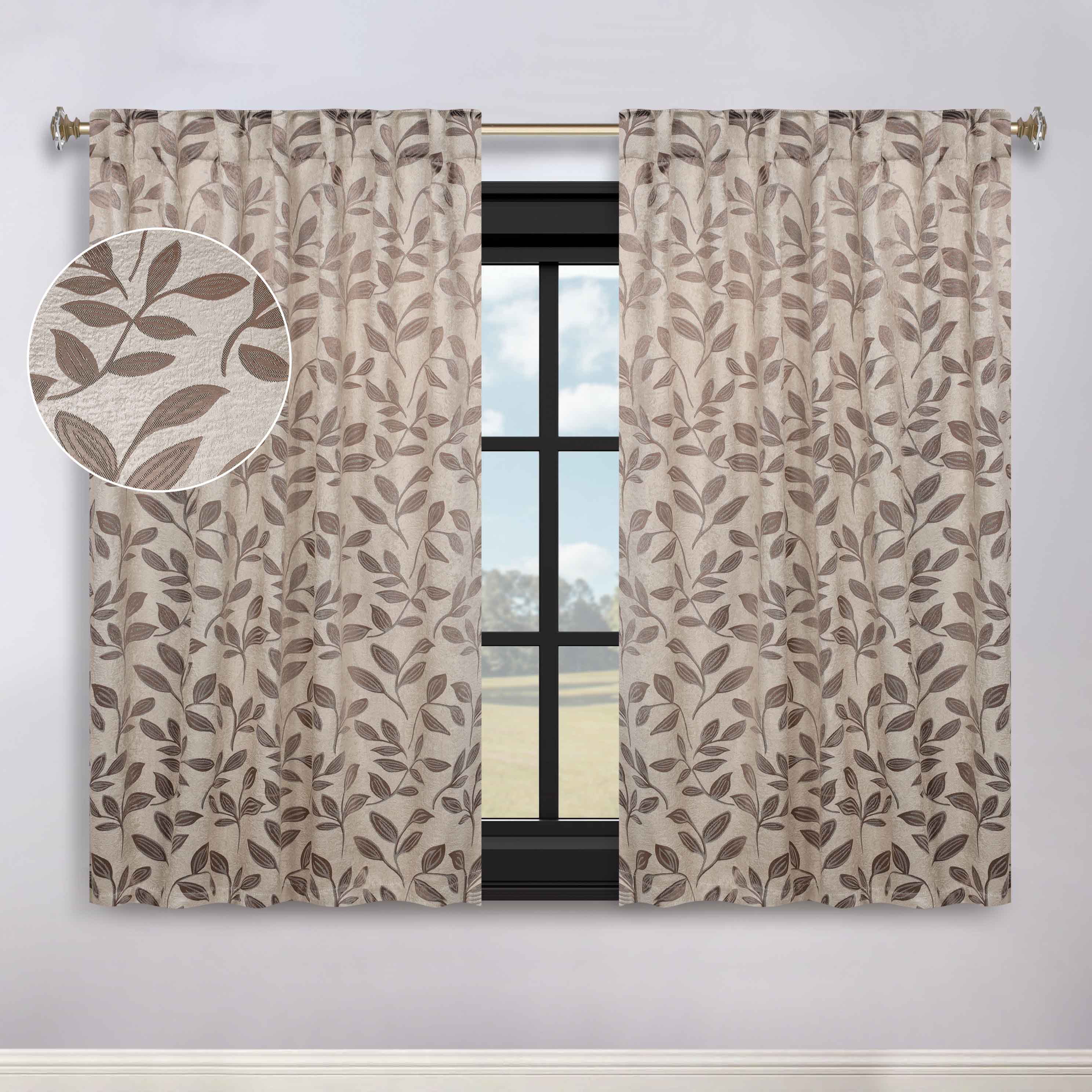 Leaves Room Darkening Back Tabs Blackout Curtain Panels, Set of 2 - Blackout Curtains by Superior