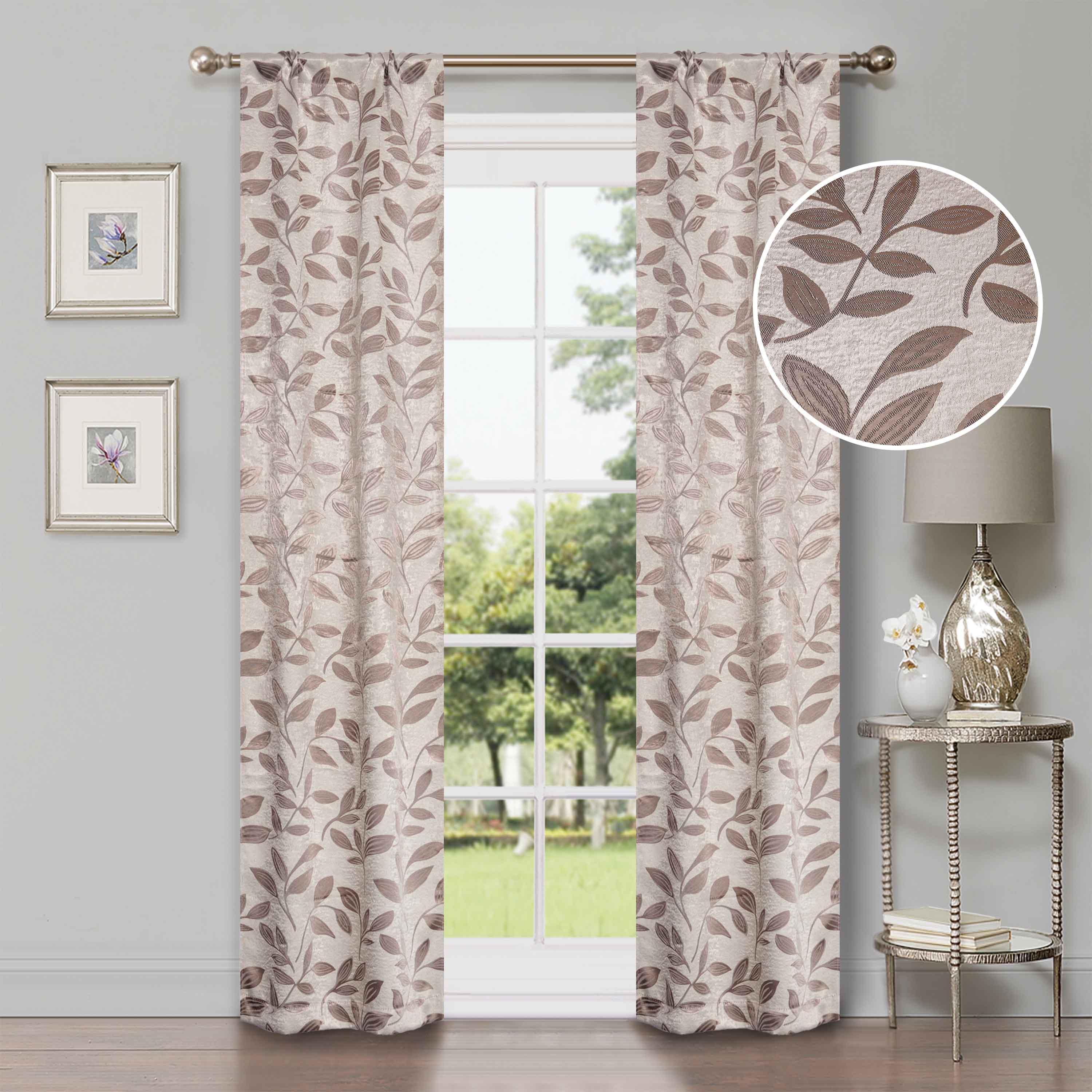 Leaves Machine Washable Room Darkening Blackout Curtains, Set of 2 - Blackout Curtains by Superior