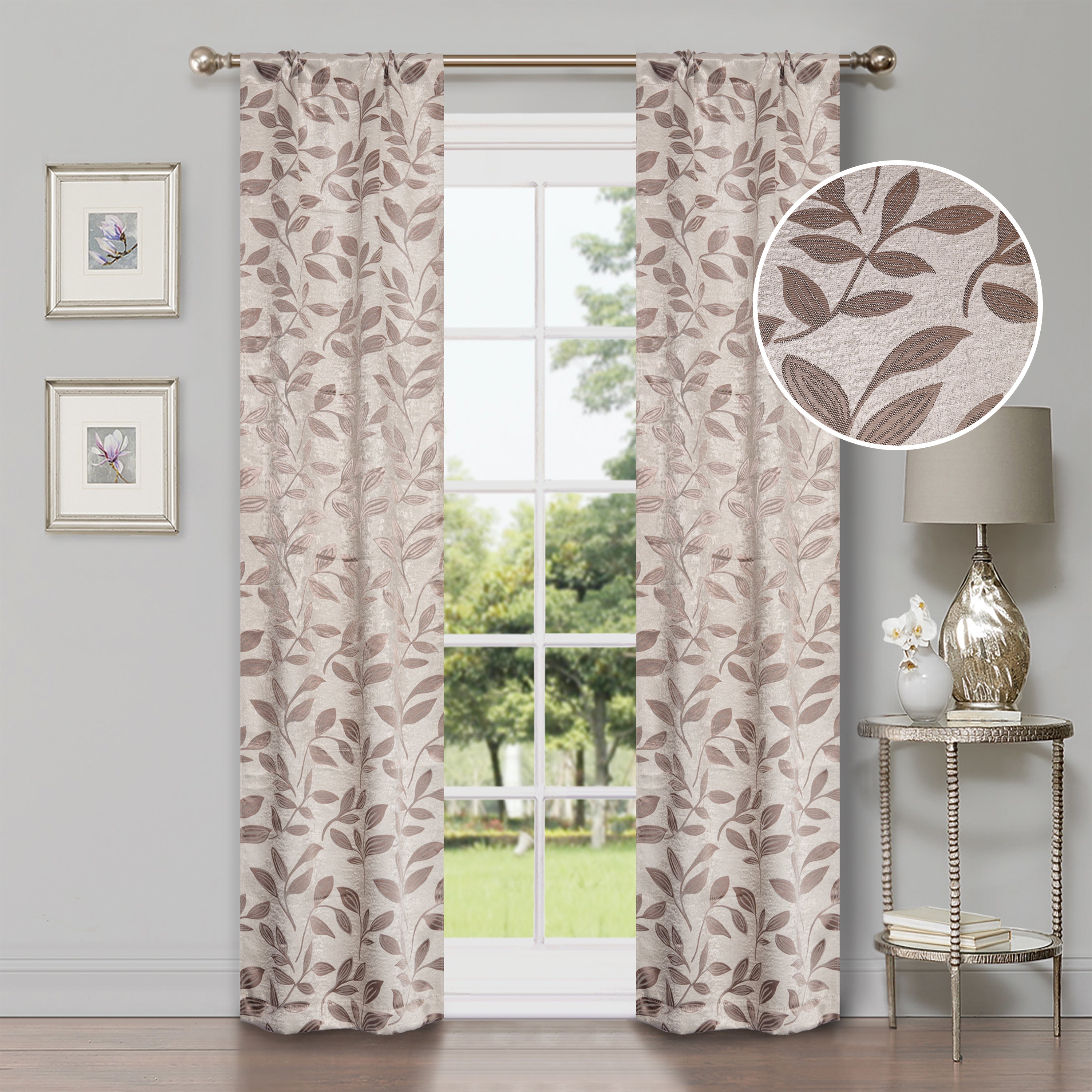 Leaves Room Darkening Washable Blackout Curtain Panels, Set of 2 - Blackout Curtains by Superior