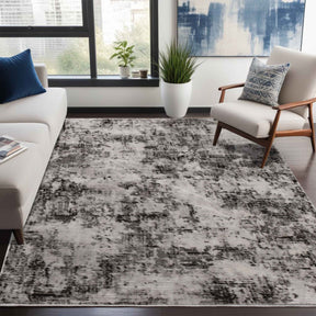 Euphemia Distressed Abstract Indoor Area Rug or Runner - Charcoal