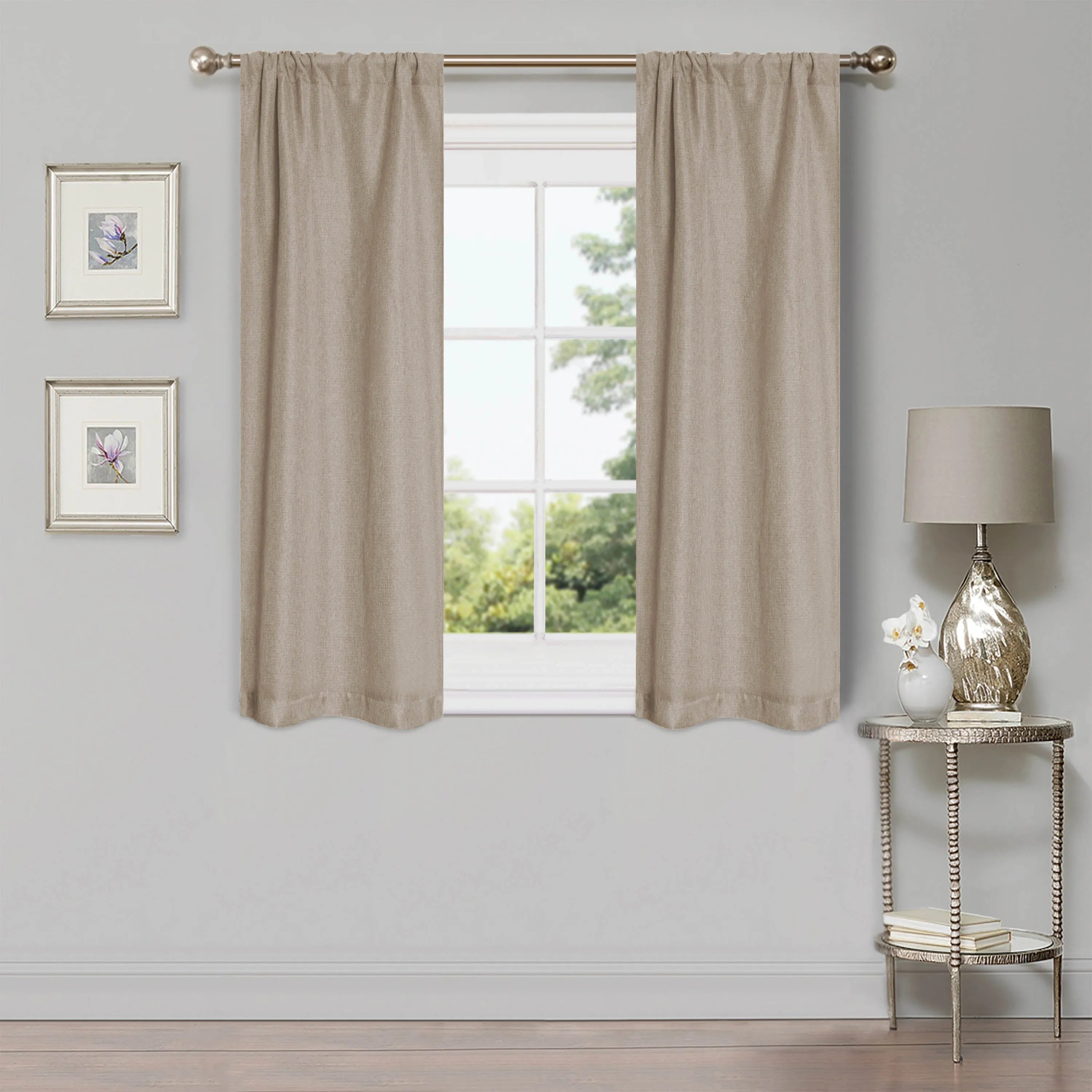 Linen Washable Room Darkening Blackout Curtains, Set of 2