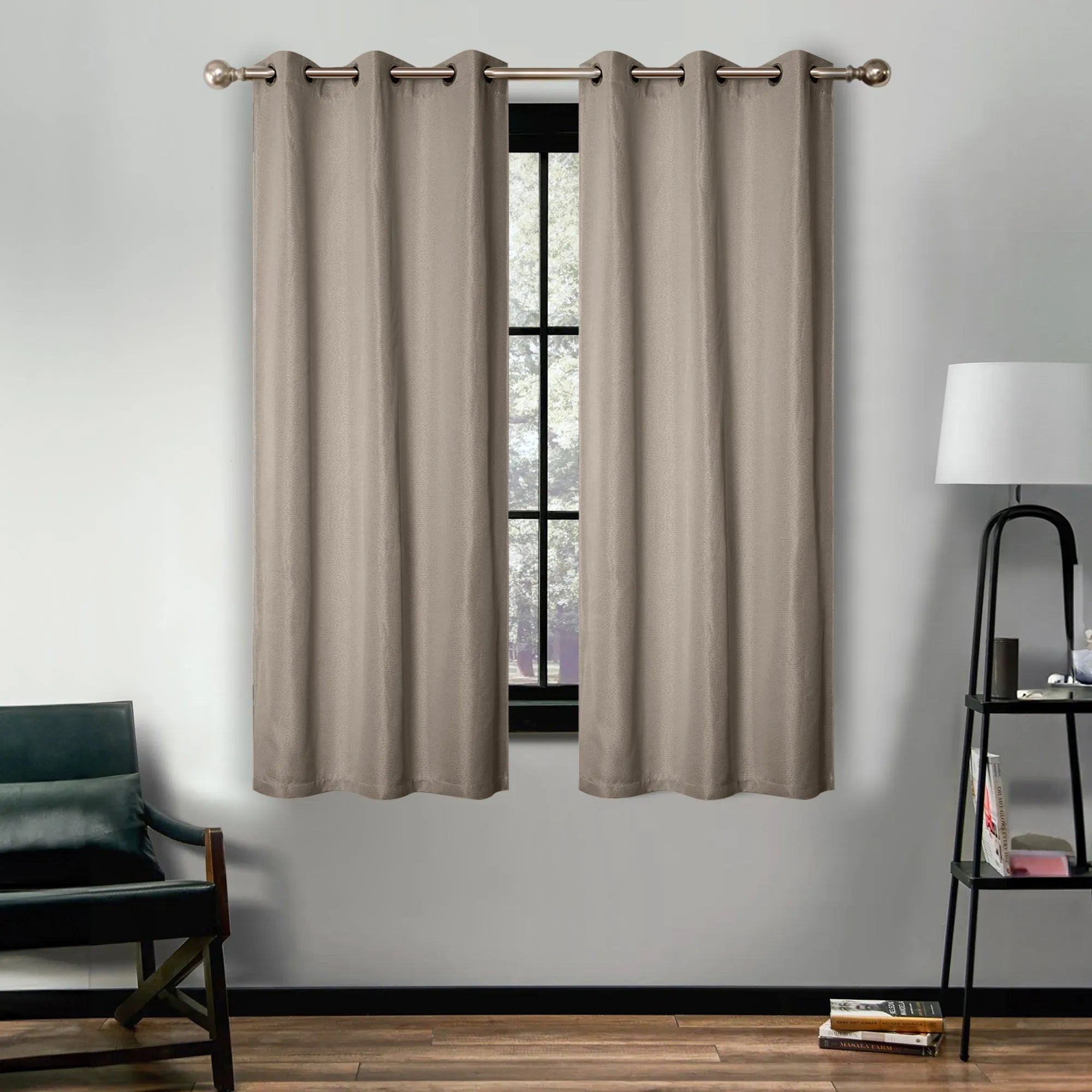 Linen Washable Room Darkening Blackout Curtains, Set of 2