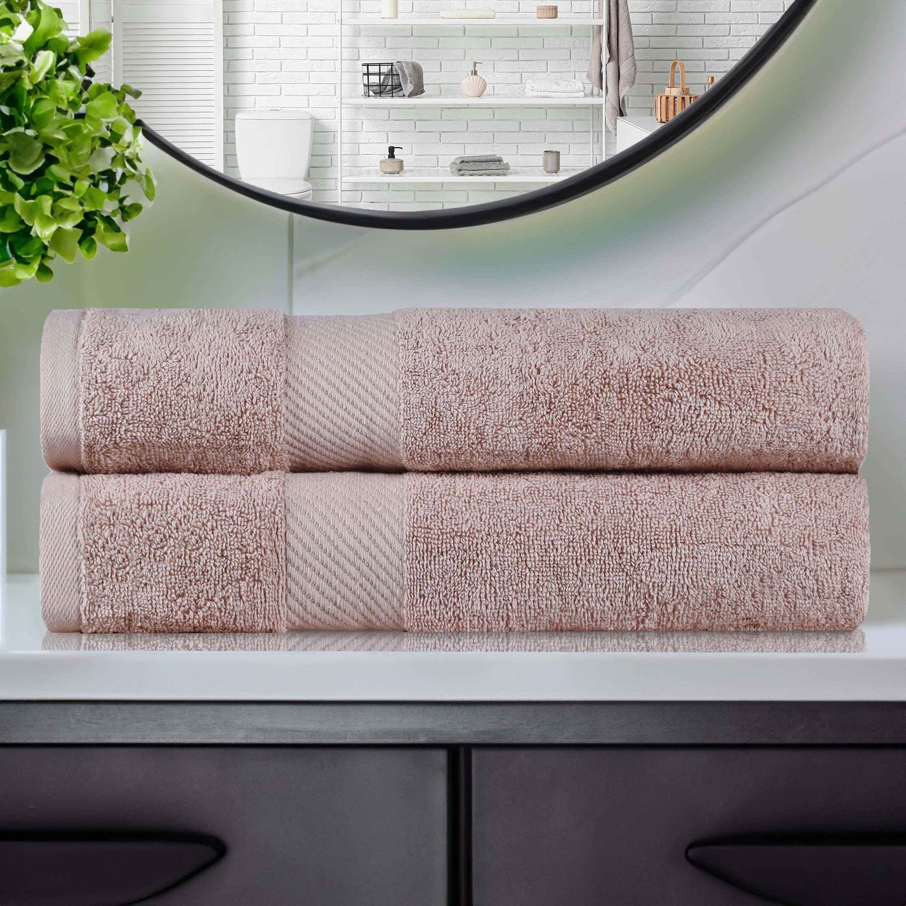 Kendell Egyptian Cotton Solid Medium Weight Bath Towel Set of 2