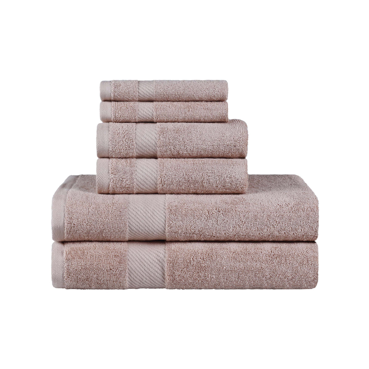 Egyptian Cotton Dobby Border Medium Weight 6 Piece Towel Set