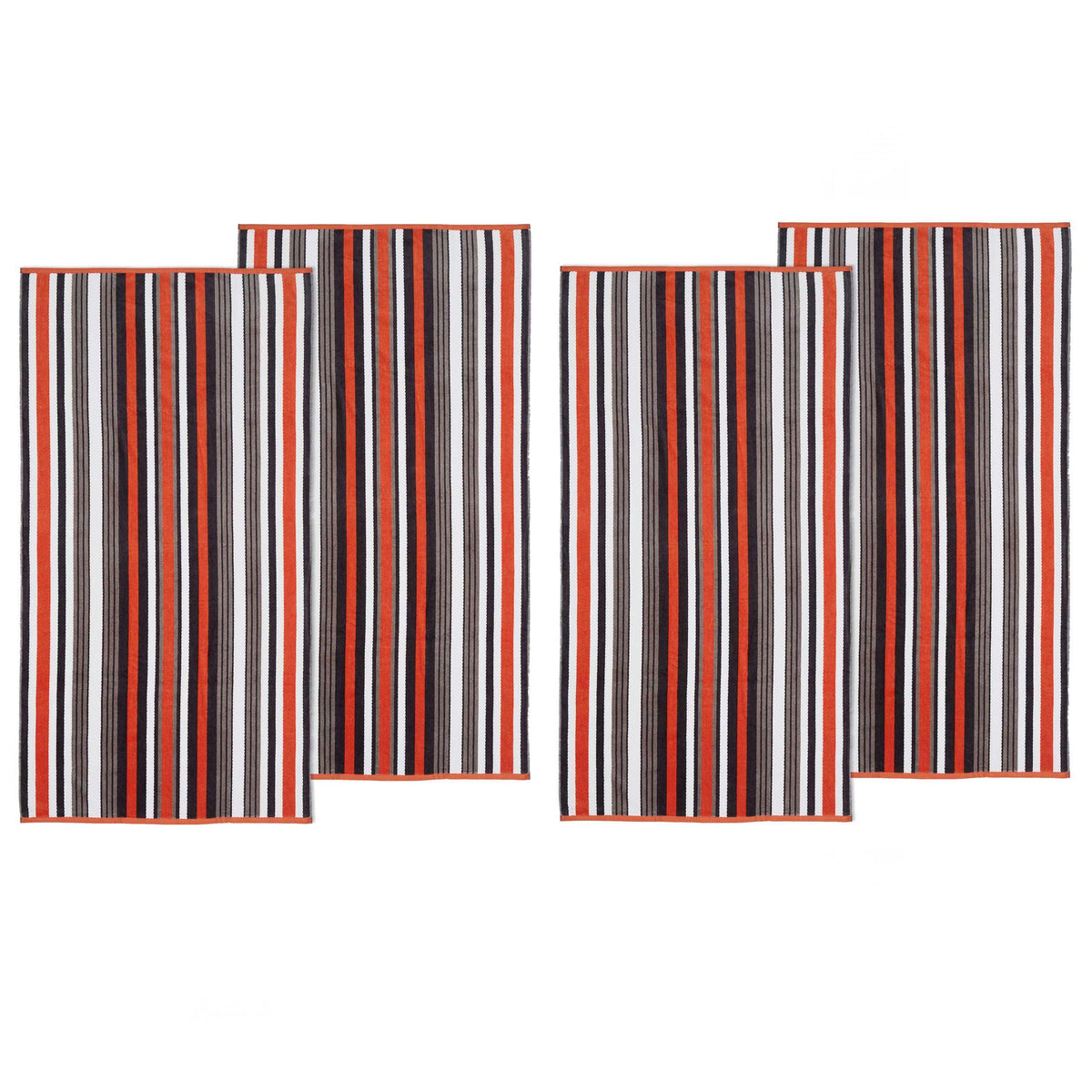 4 Piece Cotton Rope Textured Striped Oversized Beach Towel Set - Beach Towel by Superior - Superior 