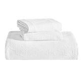 Florin Cotton Matelasse Weave Jacquard Scroll Medallion Bedspread Set - White