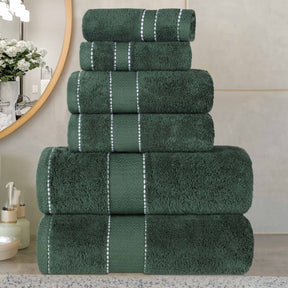 Niles Egyptian Giza Cotton Plush Heavyweight Soft 6 Piece Towel Set - ForestGreen