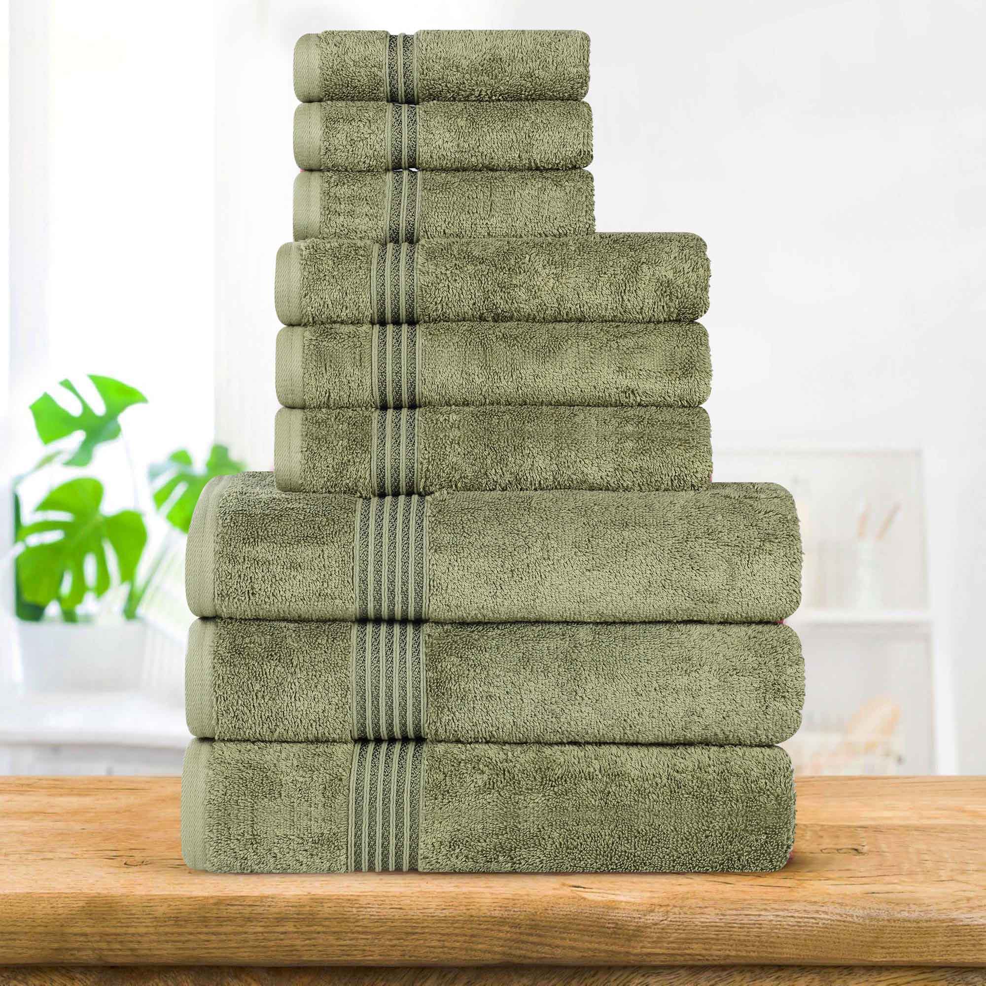 Heritage Egyptian Cotton Plush Absorbent Luxury 9 Piece Towel Set - Towel Set by Superior