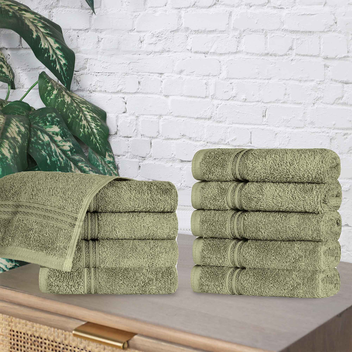 Heritage Egyptian Cotton Plush Absorbent Luxury Face Towel Set of 10