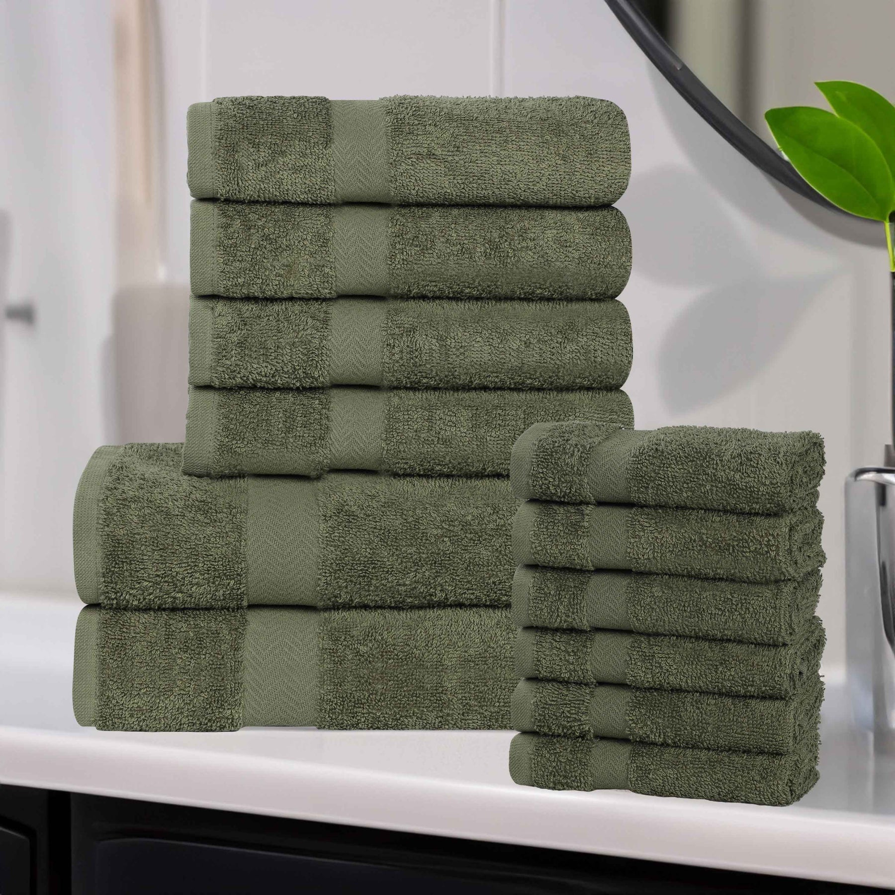 Eco-Friendly Cotton Absorbent Assorted 12 Piece Towel Set