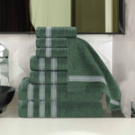 Brea Zero Twist Cotton Ribbed Geometric Border 8 Piece Towel Set - Towel Set by Superior