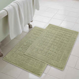 Nora Cotton Solid Absorbent Thick Checkered Washable Bath Mat Set of 2 - Bath Mats by Superior