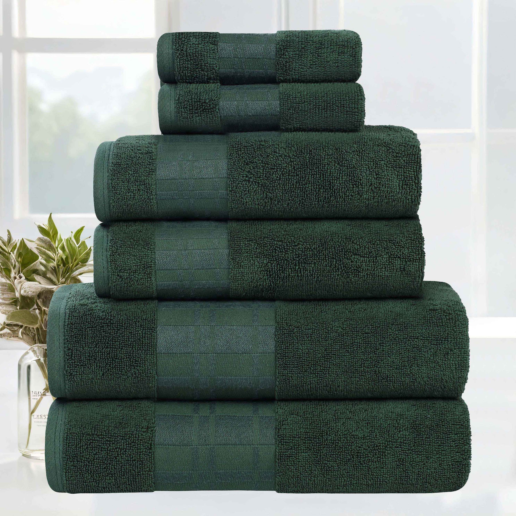 Larissa Cotton Geometric Border 6 Piece Assorted Towel Set