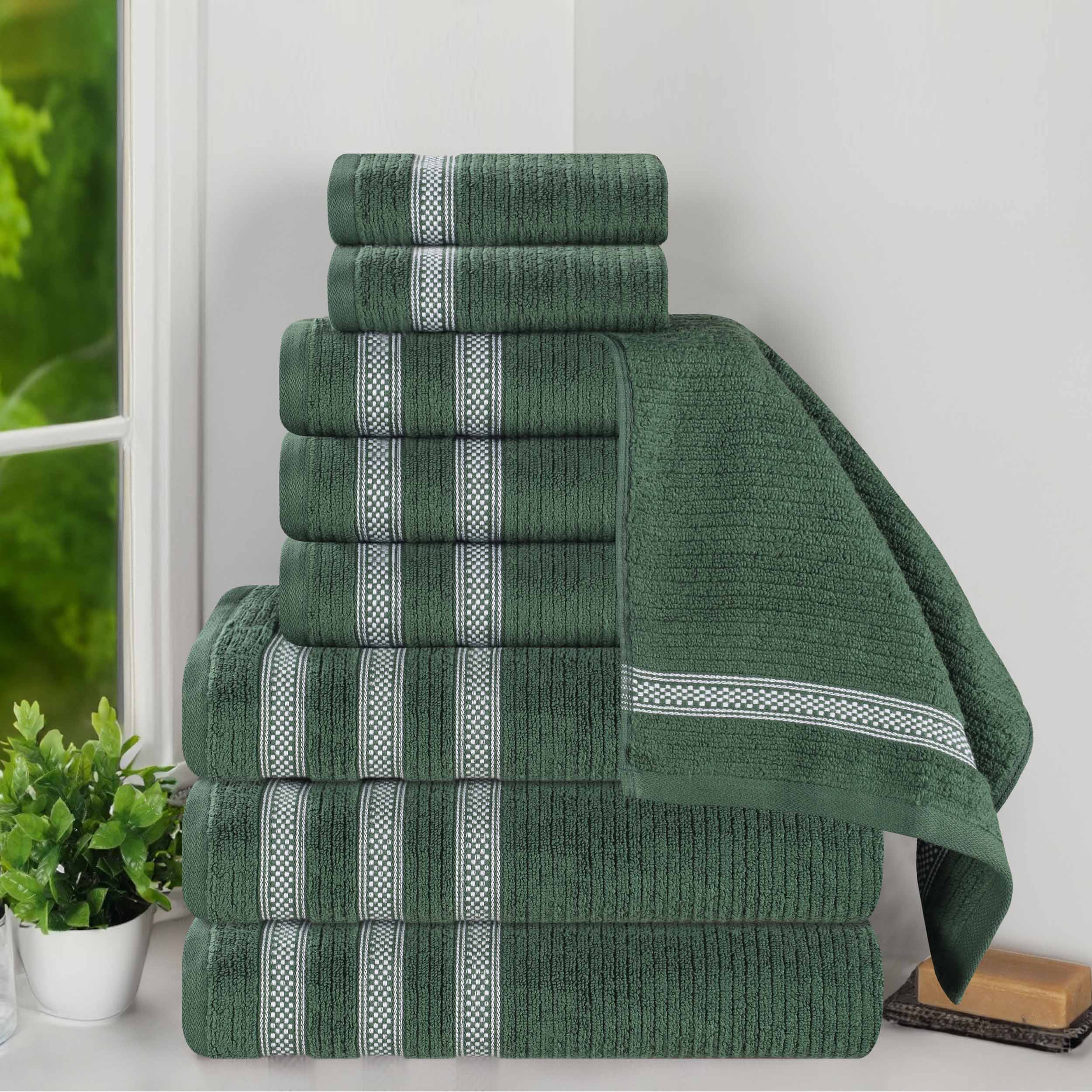 Brea Zero Twist Cotton Ribbed Geometric Border 9 Piece Towel Set - Towel Set by Superior