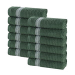 Brea Zero Twist Cotton Ribbed Geometric Border Face Towel Set of 12 - Face Towel by Superior