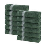 Brea Zero Twist Cotton Ribbed Geometric Border Face Towel Set of 12 - Face Towel by Superior