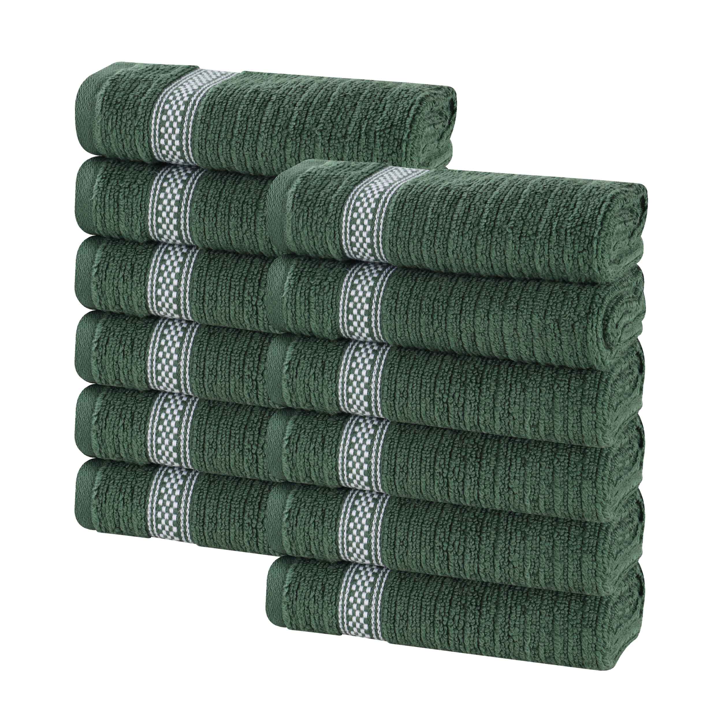 Brea Zero Twist Cotton Ribbed Geometric Border Face Towel Set of 12 - Face Towel by Superior