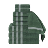 Brea Zero Twist Cotton Ribbed Geometric Border 9 Piece Towel Set - Towel Set by Superior