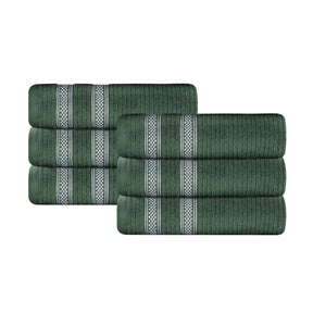 Brea Zero Twist Cotton Ribbed Modern Geometric Hand Towel Set of 6