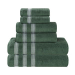 Brea Zero Twist Cotton Ribbed Geometric Border 6 Piece Towel Set - Towel Set by Superior