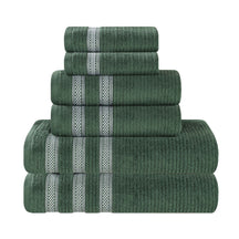 Brea Zero Twist Cotton Ribbed Geometric Border 6 Piece Towel Set