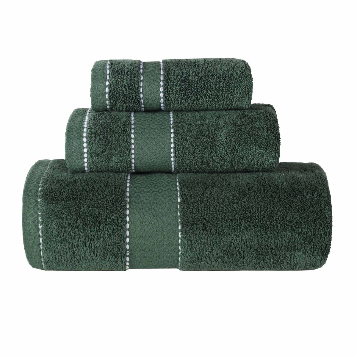 Niles Egyptian Giza Cotton Plush Heavyweight Soft 3 Piece Towel Set - ForestGreen