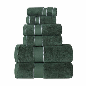 Niles Egyptian Giza Cotton Plush Heavyweight Soft 6 Piece Towel Set - ForestGreen