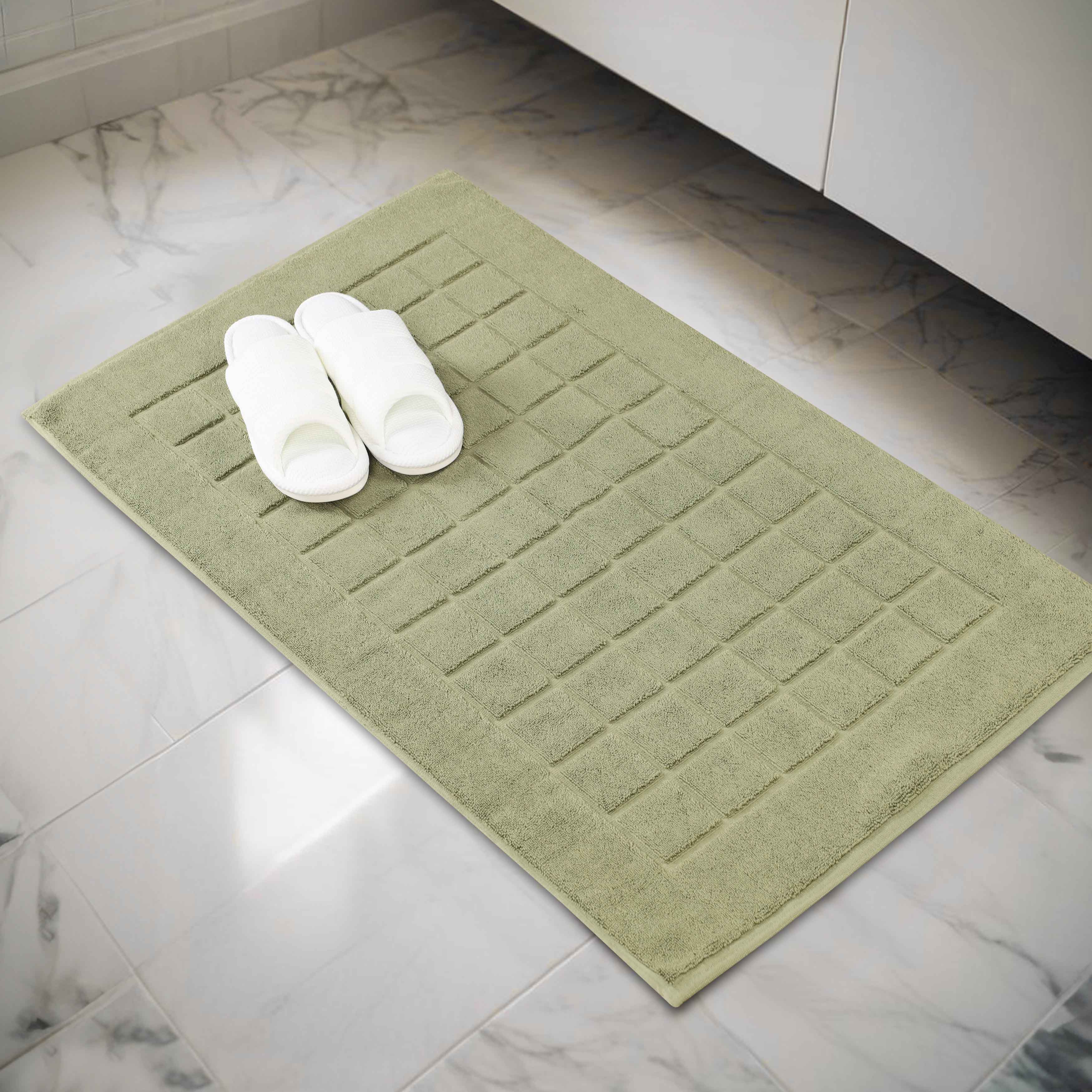 Nora Cotton Solid Absorbent Thick Checkered Washable Bath Mat Set of 2 - Bath Mats by Superior