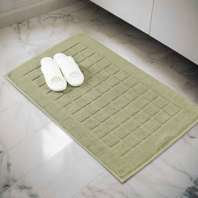 Nora Cotton Solid Absorbent Thick Checkered Washable Bath Mat Set of 2