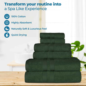 Ultra Soft Cotton Absorbent Solid Assorted 6 Piece Towel Set