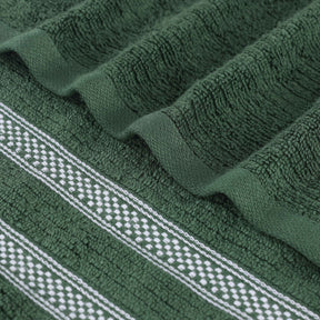 Brea Zero Twist Cotton Ribbed Geometric Border Bath Towel Set of 3