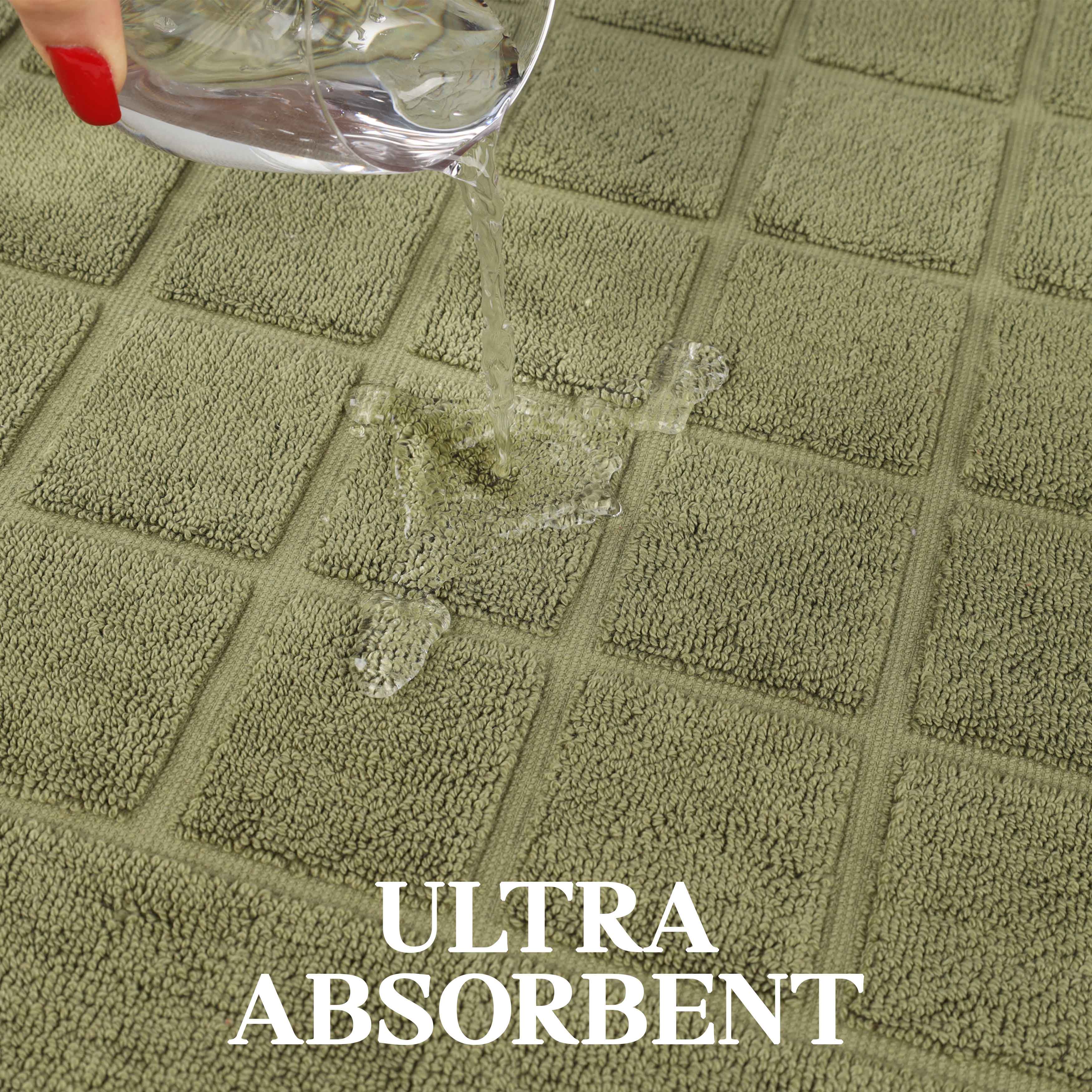 Nora Cotton Solid Absorbent Thick Checkered Washable Bath Mat Set of 2 - Bath Mats by Superior