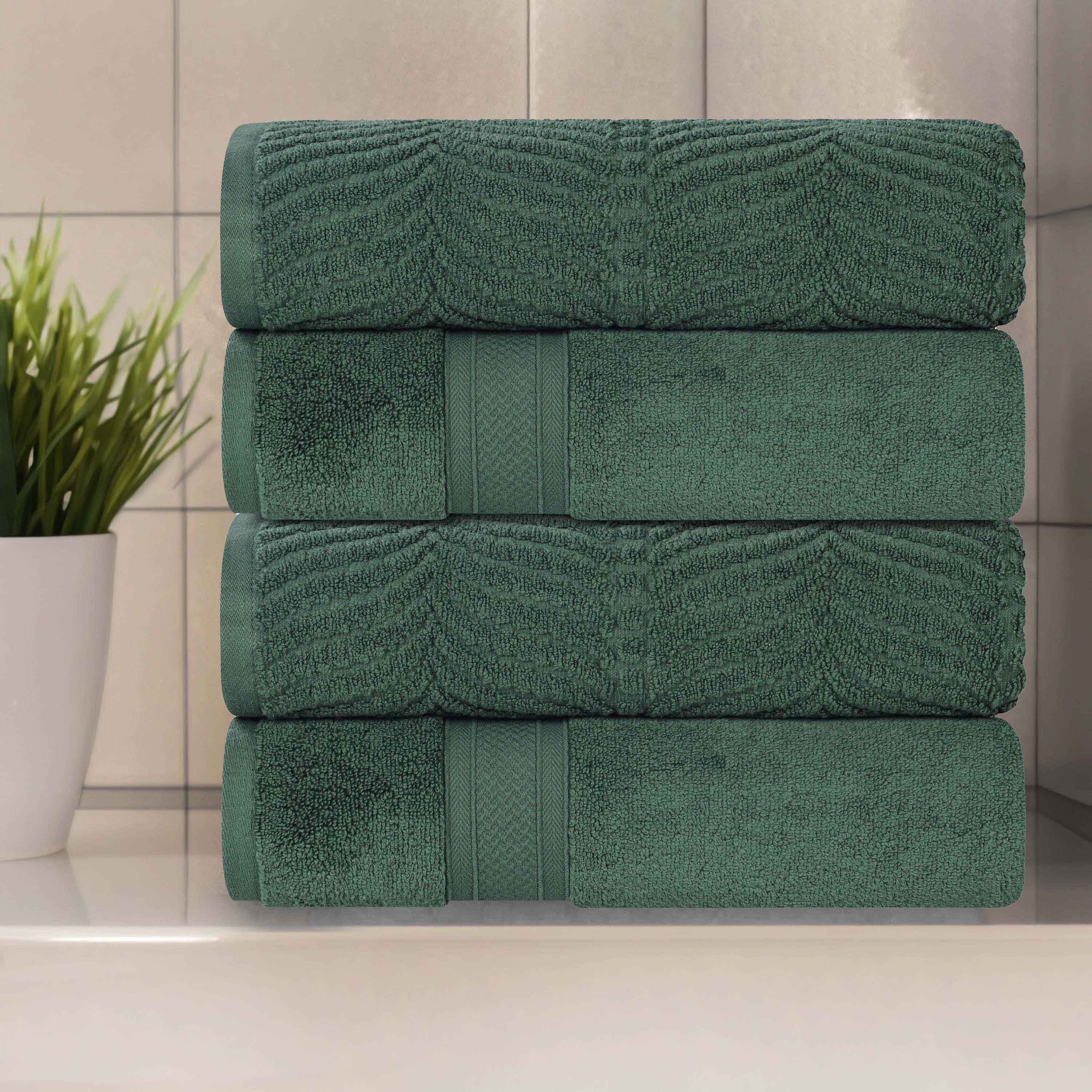 Chevron Zero Twist Solid and Jacquard Soft Cotton Hand Towel Set of 6 - Hand Towel by Superior