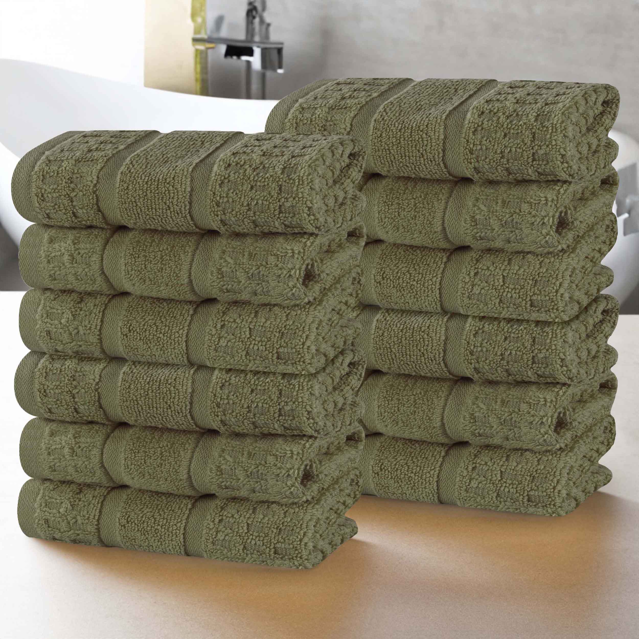 Napa Zero Twist Cotton Solid Waffle Face Towel Washcloth Set of 12 - Towel Set by Superior