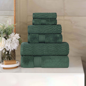 Chevron Zero Twist Solid and Jacquard Soft Cotton 6 Piece Towel Set