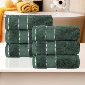 Niles Egyptian Giza Cotton Plush Thick Absorbent Hand Towel Set of 6 - ForestGreen